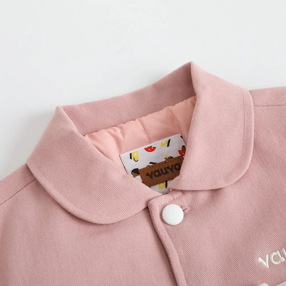 Vauva FW23 - Girls Embroidered Logo Quilted Coat (Pink)