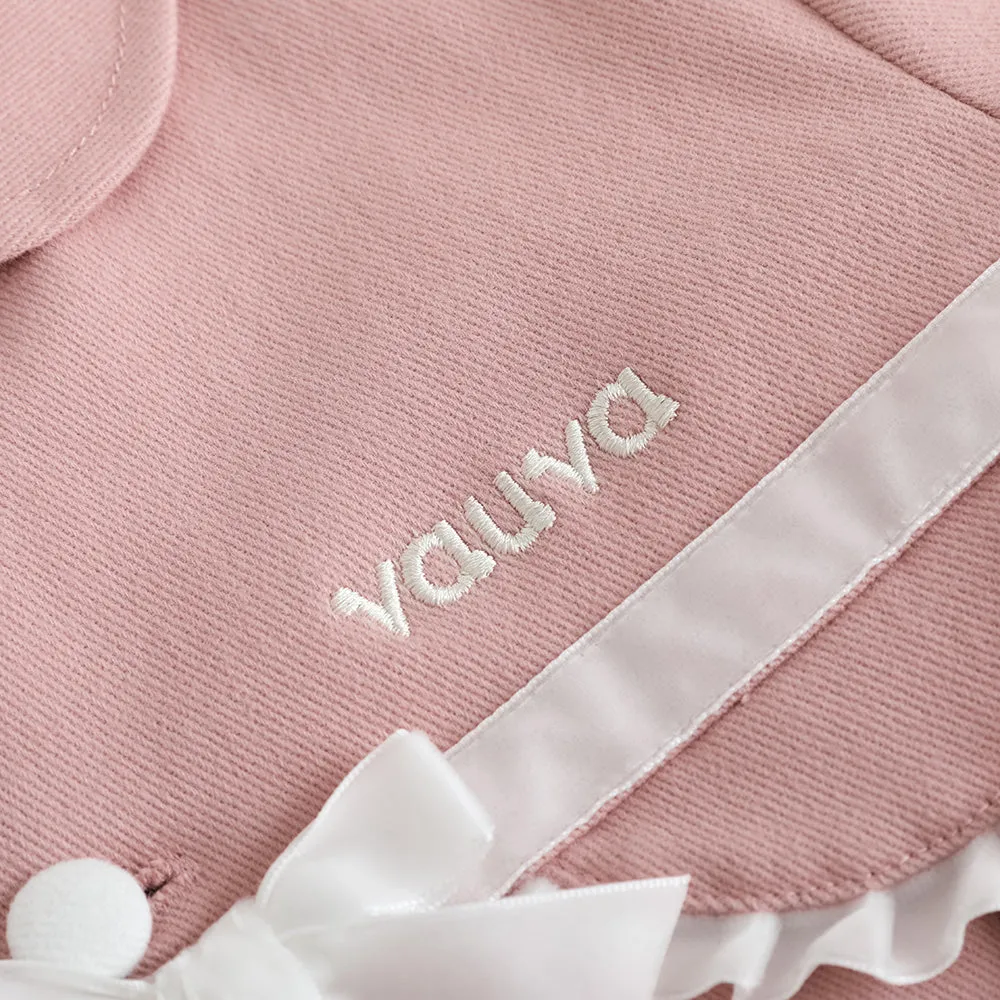 Vauva FW23 - Girls Embroidered Logo Quilted Coat (Pink)
