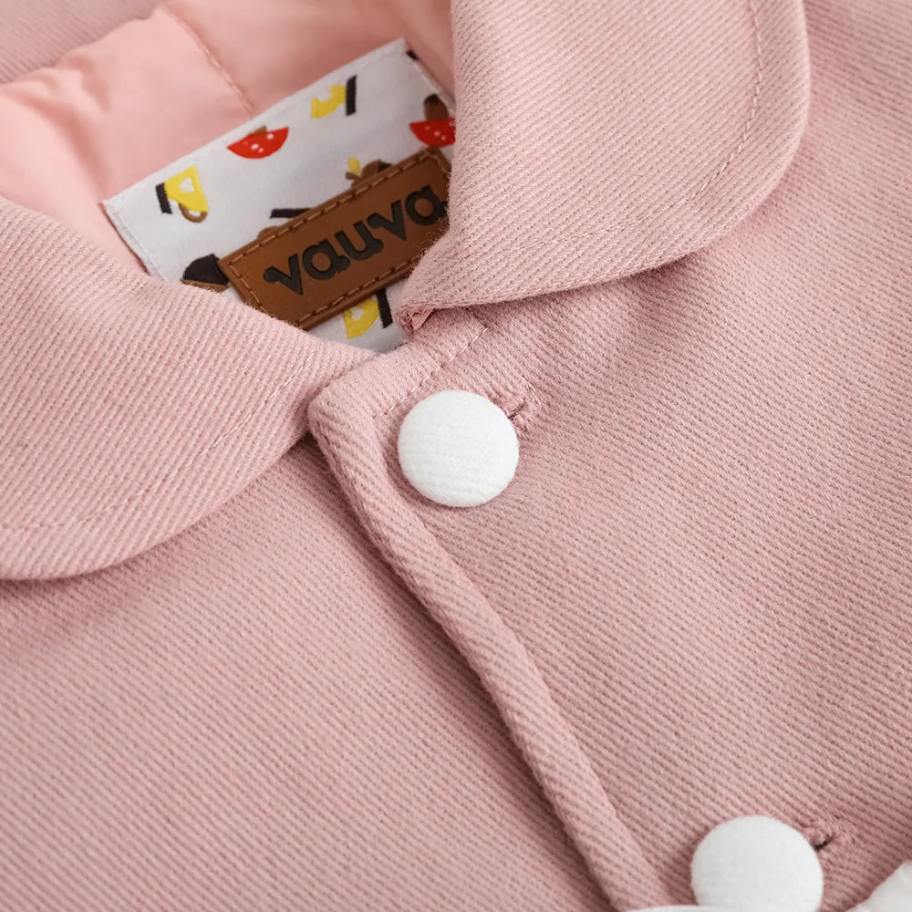 Vauva FW23 - Girls Embroidered Logo Quilted Coat (Pink)