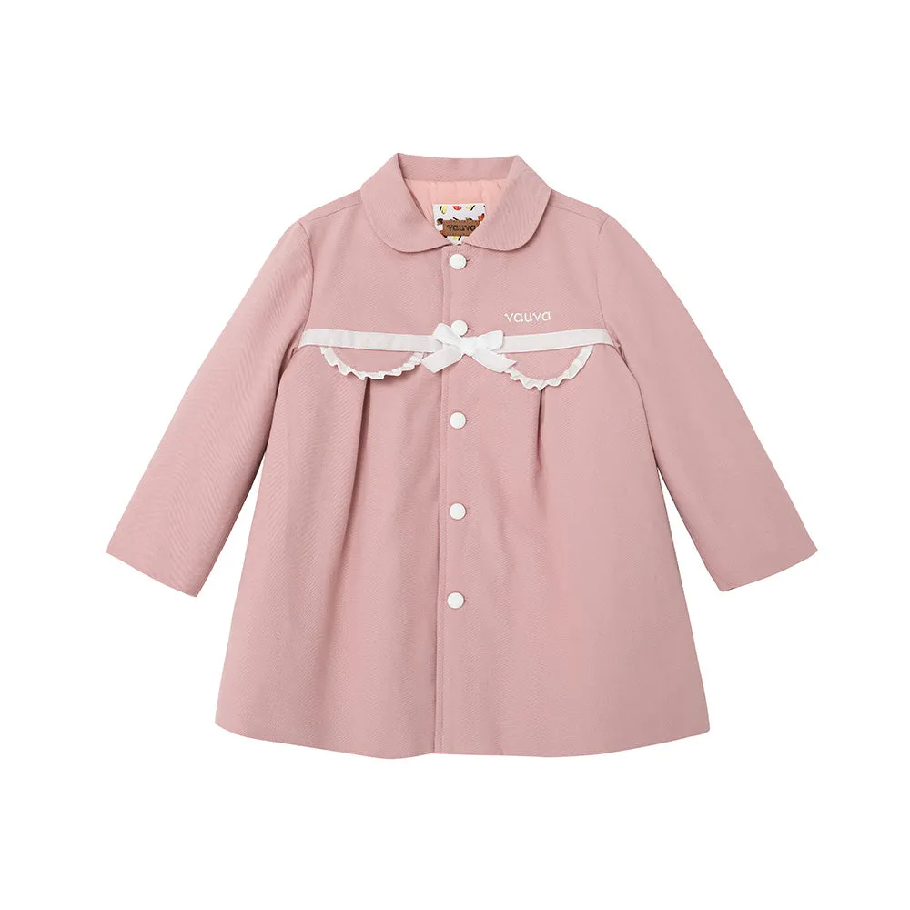 Vauva FW23 - Girls Embroidered Logo Quilted Coat (Pink)