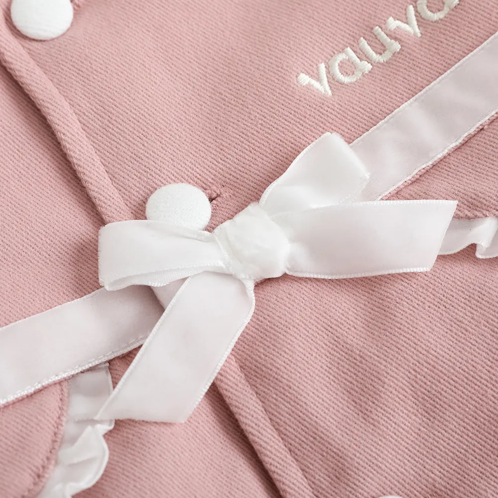 Vauva FW23 - Girls Embroidered Logo Quilted Coat (Pink)