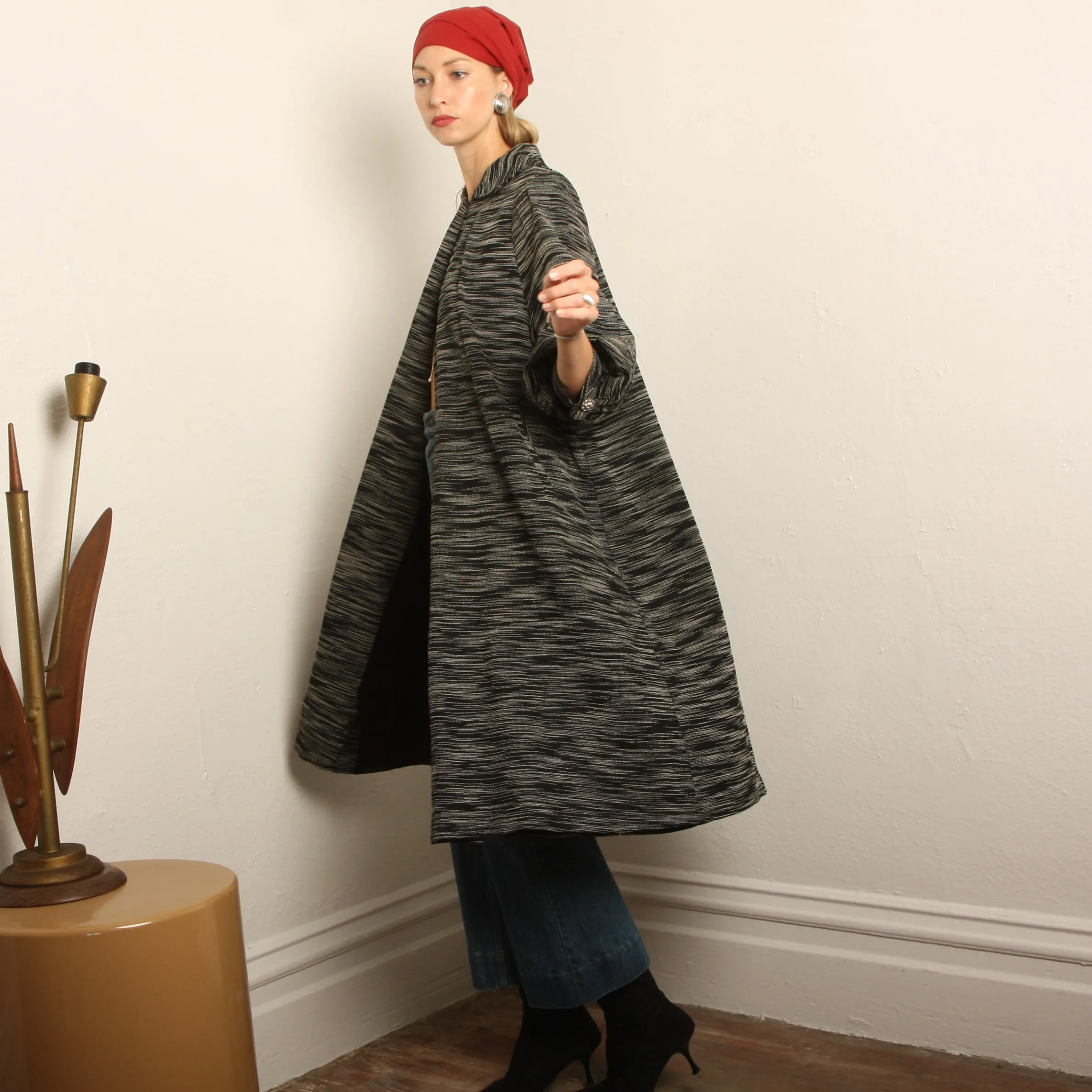 Vintage 30's Woven Balloon Sleeve Trapeze Coat