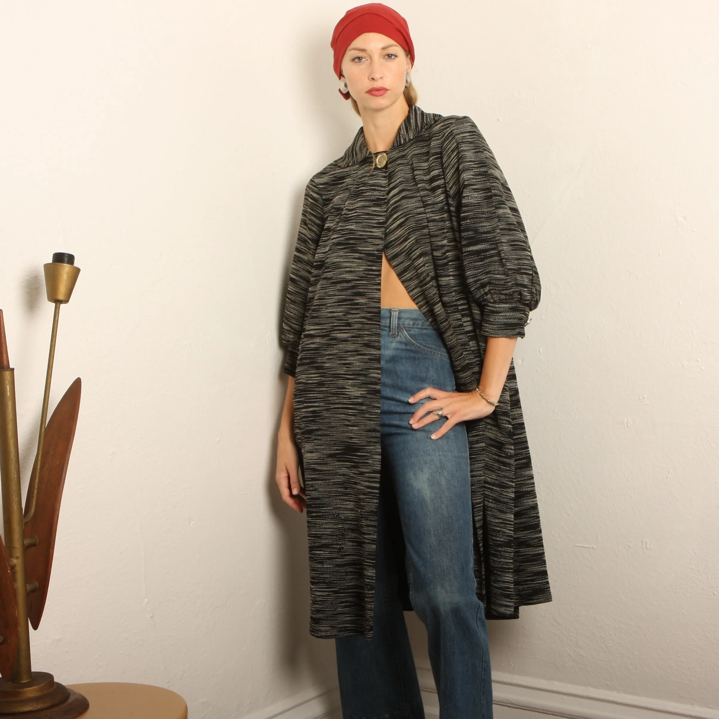 Vintage 30's Woven Balloon Sleeve Trapeze Coat