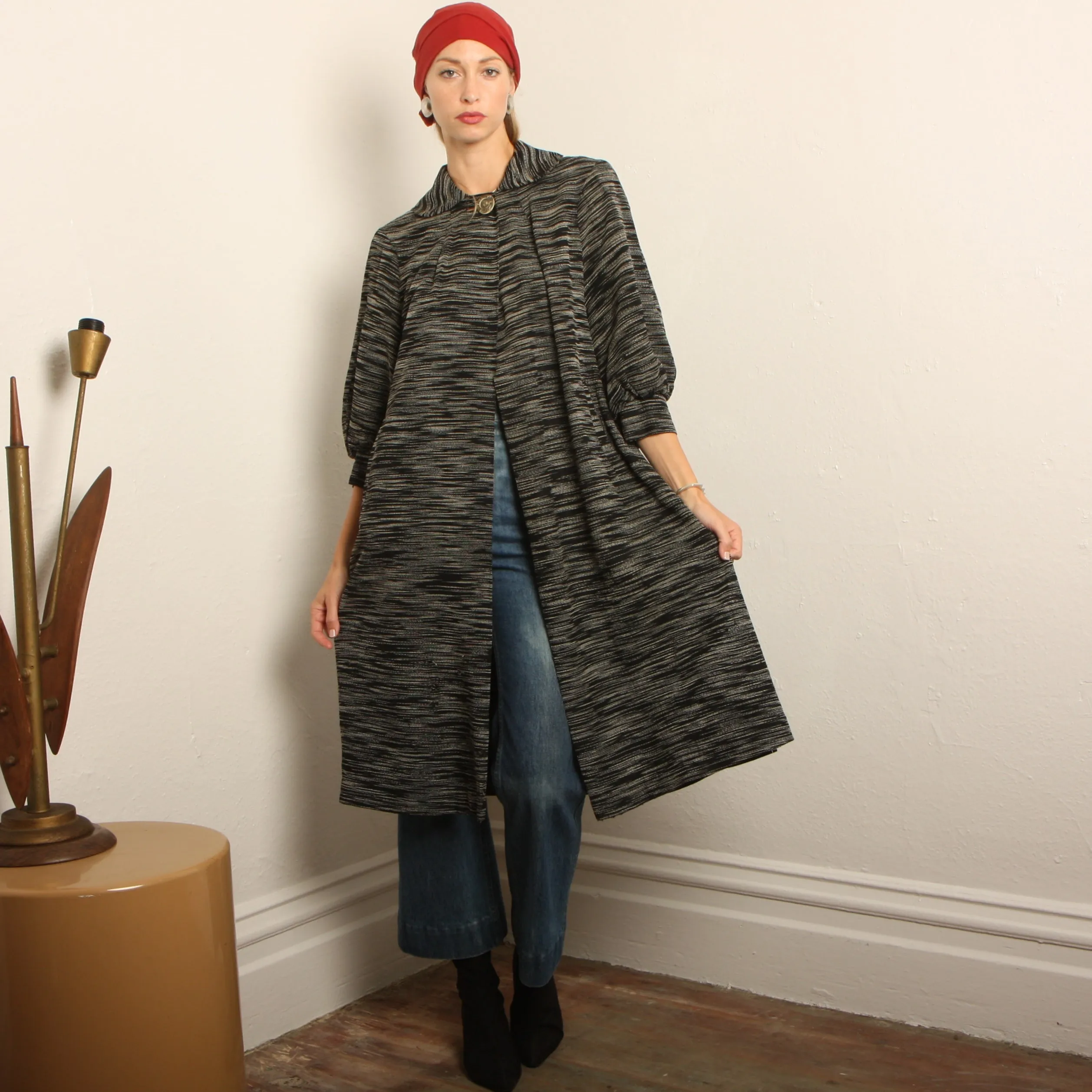 Vintage 30's Woven Balloon Sleeve Trapeze Coat