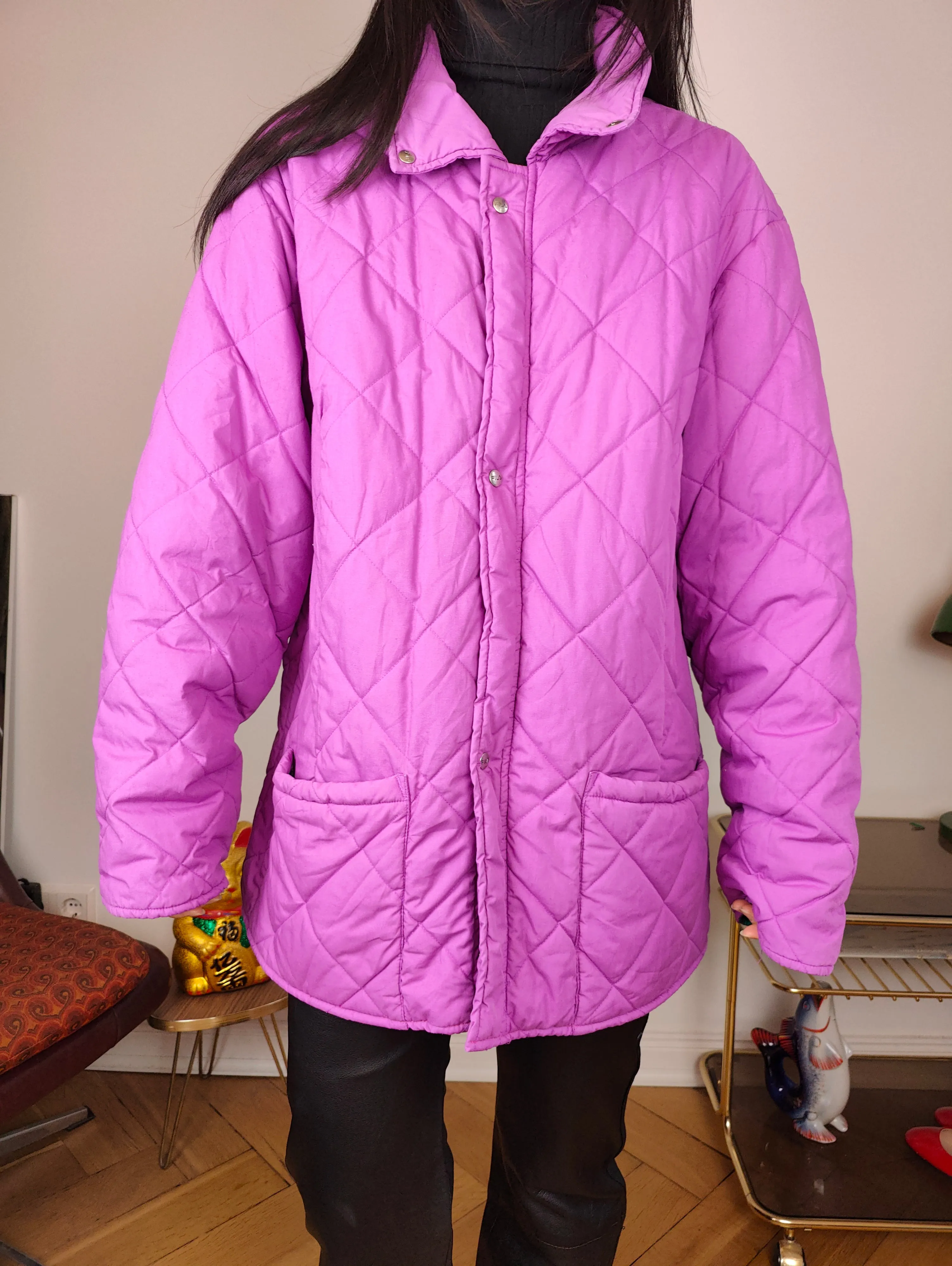 Vintage FILA quilted jacket M | pink purple coat women