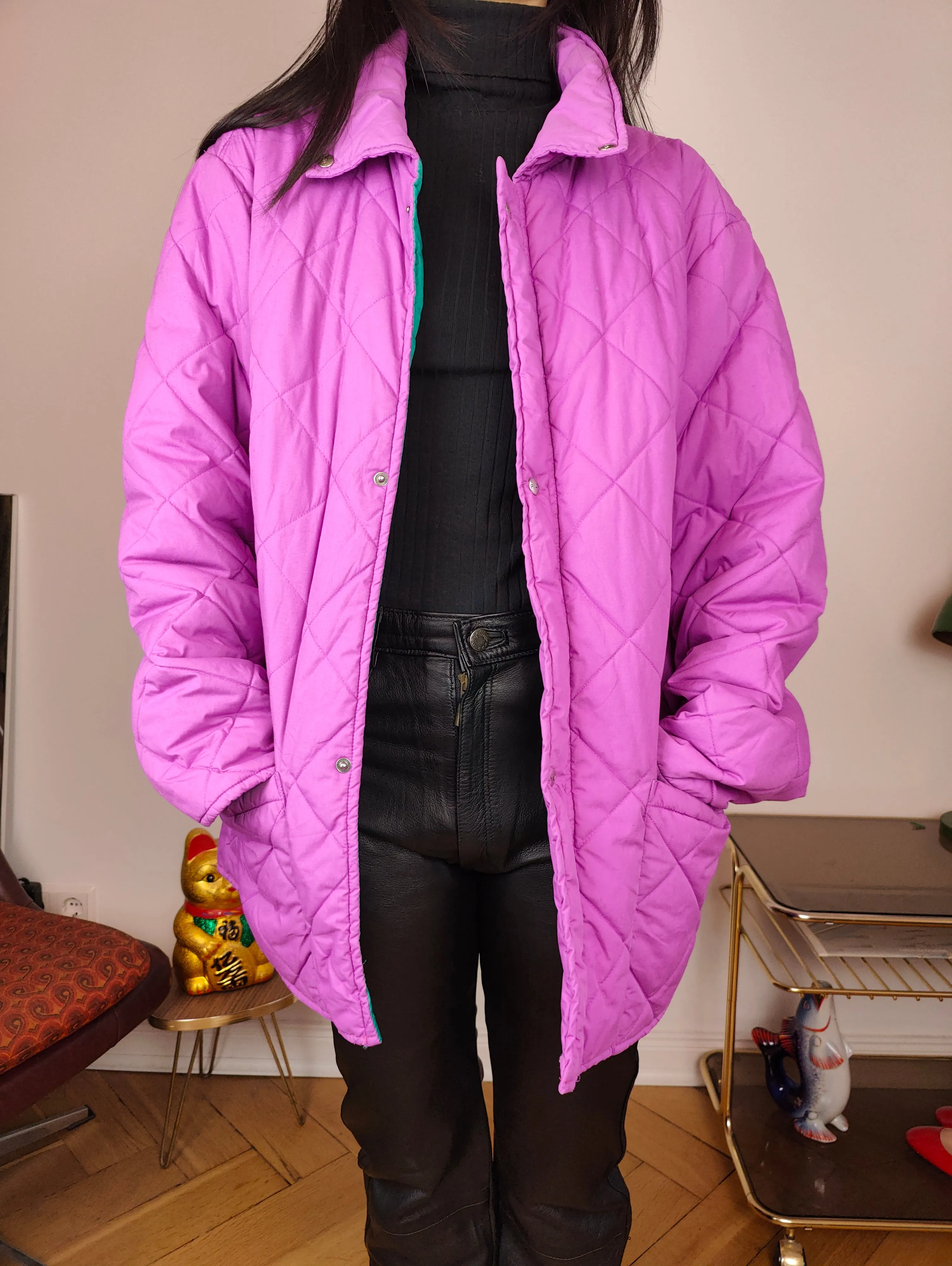 Vintage FILA quilted jacket M | pink purple coat women