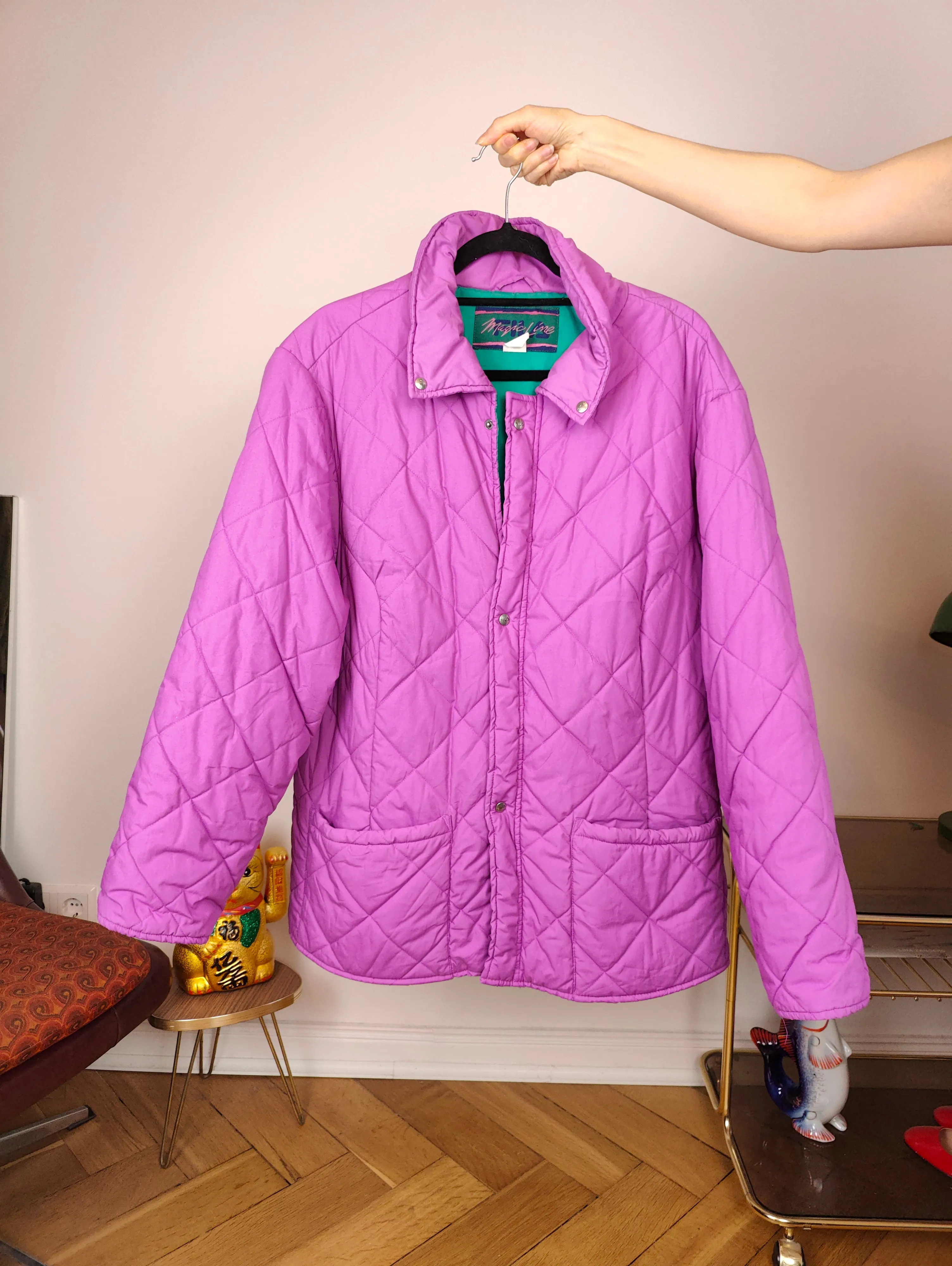 Vintage FILA quilted jacket M | pink purple coat women