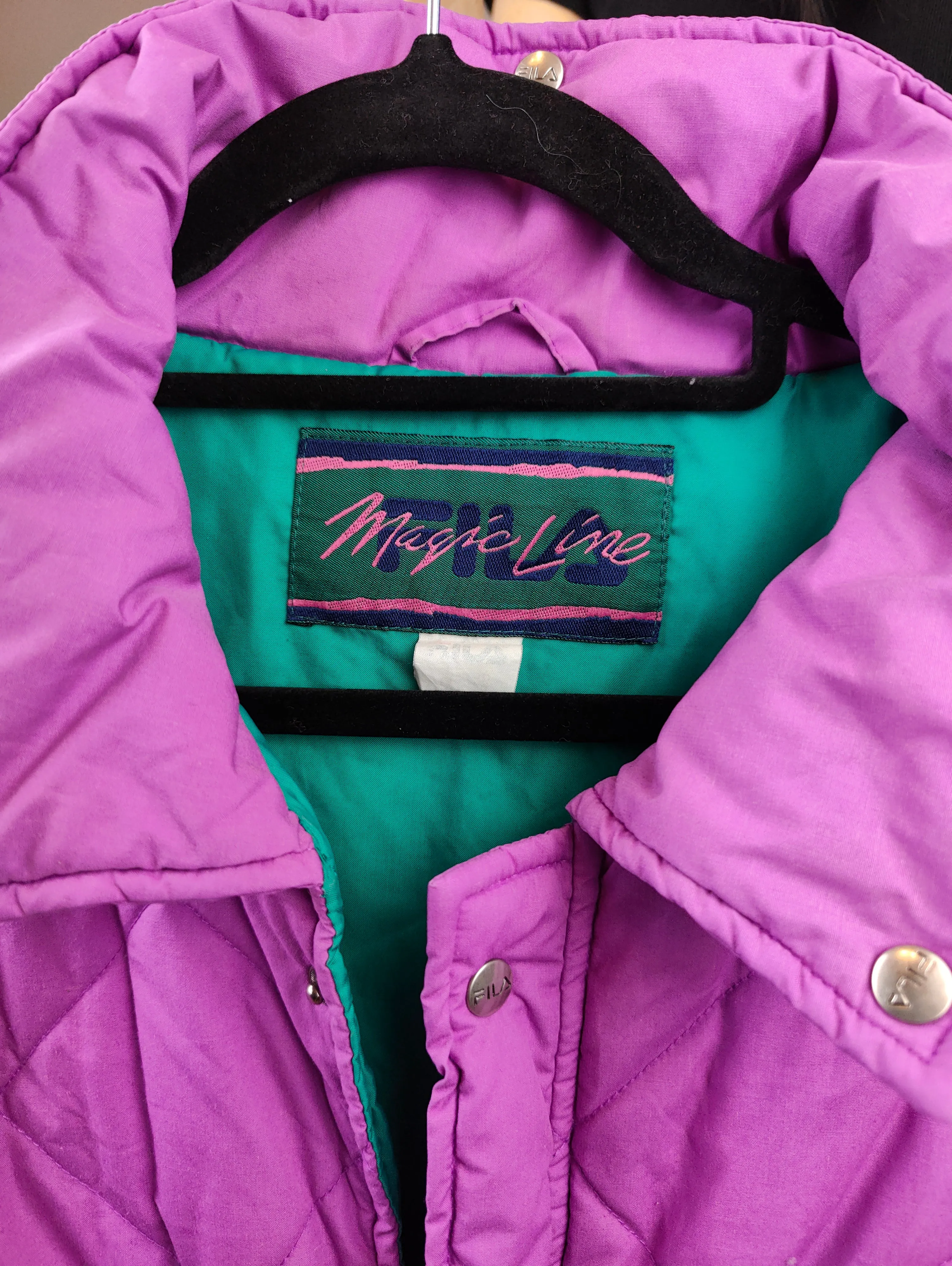 Vintage FILA quilted jacket M | pink purple coat women