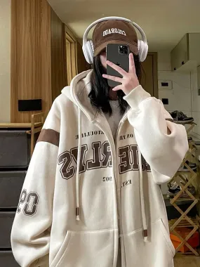 Vintage Letter Print Oversized Hoodie